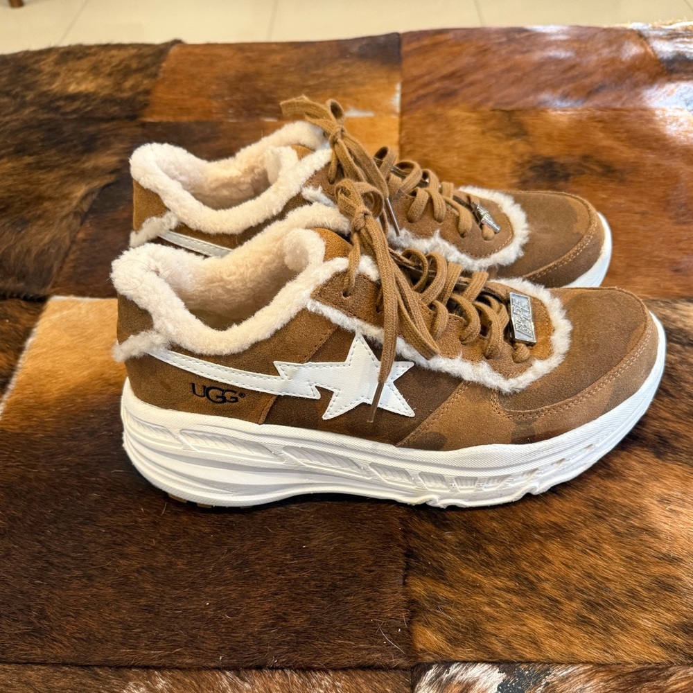 Extremely Rare Ugg x Bape Chestnut Shearling Sneaker - Picture 4 of 10
